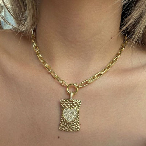 Collar placa corazón