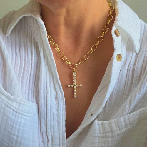 Collar Cruz de perlas