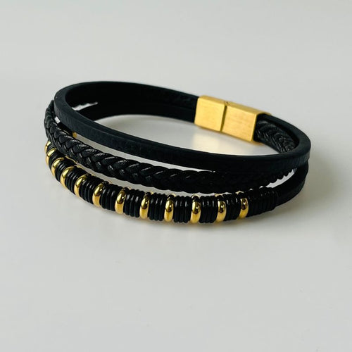 Pulsera de cuero argollas