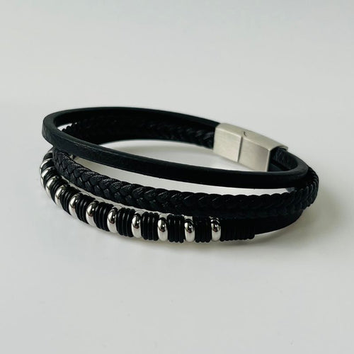 Pulsera de cuero argollas