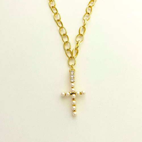 Collar Cruz de perlas